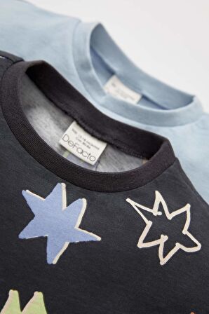 Erkek Bebek Baskılı 2'li Kısa Kollu Tişört Y2442A222HSAR31