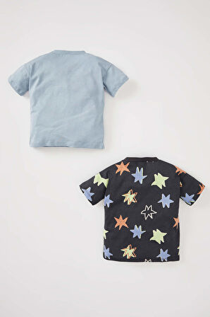 Erkek Bebek Baskılı 2'li Kısa Kollu Tişört Y2442A222HSAR31