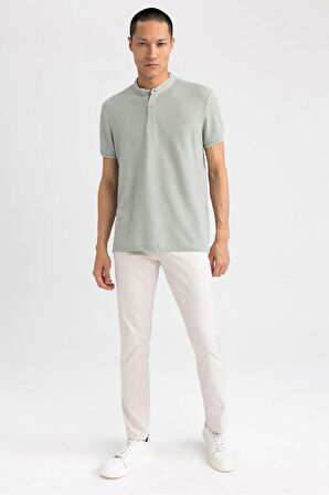DeFacto Slim Fit Dar Kesim Dik Yaka Kısa Kollu Waffle Polo Tişört Z4262AZ23SPGN50
