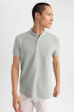 DeFacto Slim Fit Dar Kesim Dik Yaka Kısa Kollu Waffle Polo Tişört Z4262AZ23SPGN50