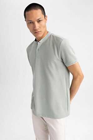DeFacto Slim Fit Dar Kesim Dik Yaka Kısa Kollu Waffle Polo Tişört Z4262AZ23SPGN50