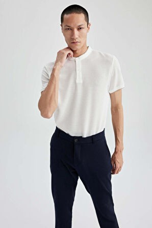 DeFacto Slim Fit Dar Kesim Dik Yaka Kısa Kollu Waffle Polo Tişört Z4262AZ23SPWT32