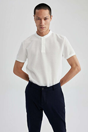 DeFacto Slim Fit Dar Kesim Dik Yaka Kısa Kollu Waffle Polo Tişört Z4262AZ23SPWT32