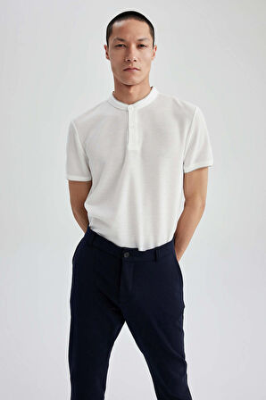 DeFacto Slim Fit Dar Kesim Dik Yaka Kısa Kollu Waffle Polo Tişört Z4262AZ23SPWT32
