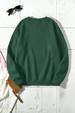 Unisex Flowers Kalp Baskılı Bisiklet Yaka Sweatshirt