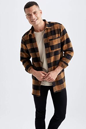 DeFacto Regular Fit Kareli Uzun Kollu Gömlek S1238AZ22AUBG283