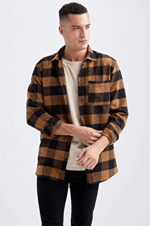 DeFacto Regular Fit Kareli Uzun Kollu Gömlek S1238AZ22AUBG283