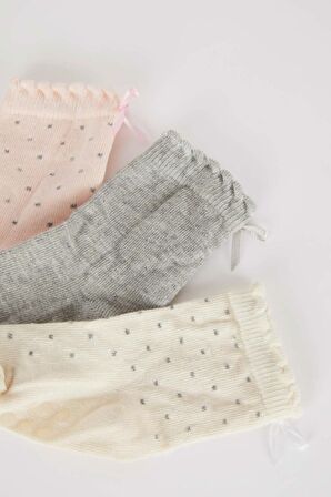 DeFacto Kız Bebek Kaydırmaz Taban 3'lü Pamuklu Uzun Çorap Y7814A2NSKR1