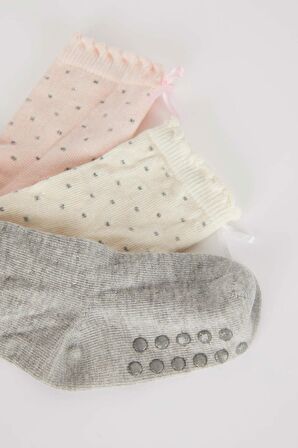 DeFacto Kız Bebek Kaydırmaz Taban 3'lü Pamuklu Uzun Çorap Y7814A2NSKR1