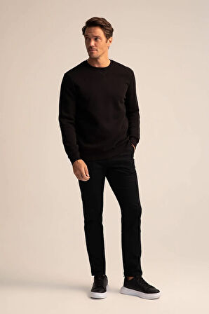 Regular Fit Bisiklet Yaka Basic Pamuklu Sweatshirt