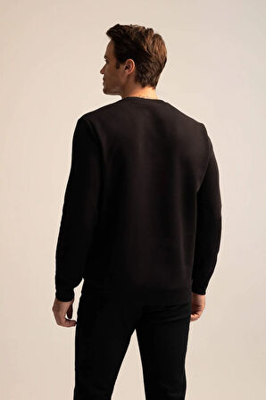 Regular Fit Bisiklet Yaka Basic Pamuklu Sweatshirt