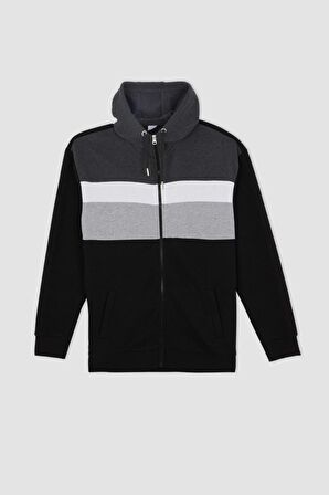 Comfort Fit Kapüsonlu Fermuarli Hirka