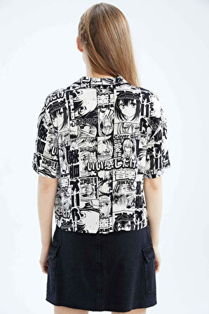 DeFacto Coool Regular Fit Pijama Yaka Desenli Kısa Kollu Gömlek Z1663AZ23SMWT46