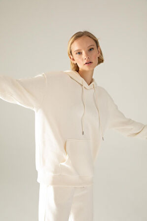 Relax Fit Kapüşonlu Kalın Sweatshirt