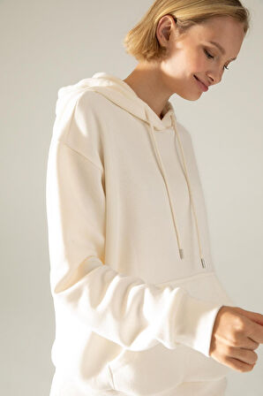 Relax Fit Kapüşonlu Kalın Sweatshirt