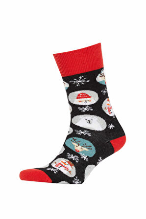DeFacto Erkek Yılbaşı Temalı 2'li Pamuklu Uzun Çorap Y4960AZNSKR1