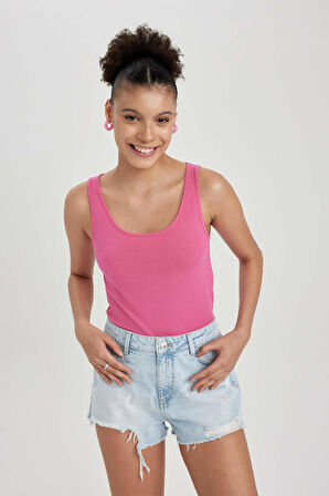 DeFacto Slim Fit Dar Kesim U Yaka Basic Düz Atlet I1059AZ23SMPN43