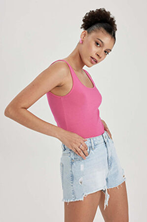 DeFacto Slim Fit Dar Kesim U Yaka Basic Düz Atlet I1059AZ23SMPN43