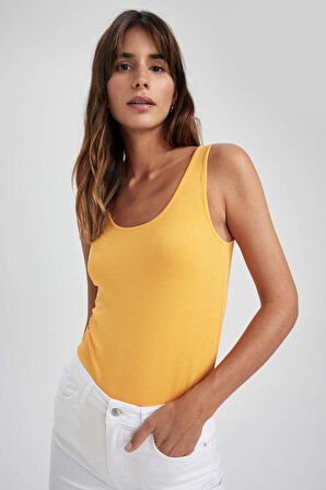 DeFacto Slim Fit Dar Kesim U Yaka Basic Düz Atlet I1059AZ23SMOG43