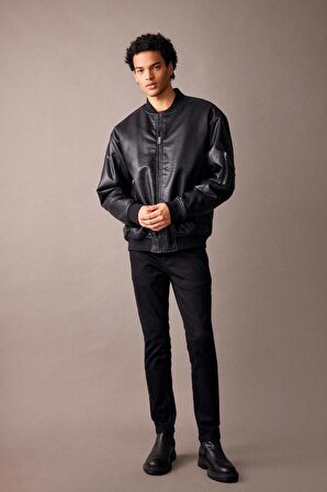 DeFacto Oversize Fit Kolej Yaka Bomber Suni Deri Mont A0543AX23WNBK27