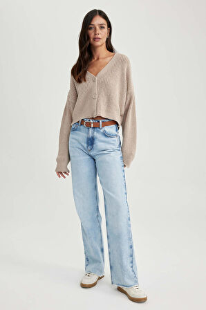 DeFacto Regular Fit V Yaka Triko Basic Hırka U2052AZ23WNBG653