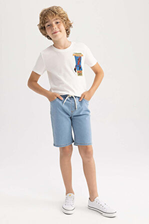DeFacto Erkek Çocuk Jean Basic Düz Şort Z5061A623SMNM39