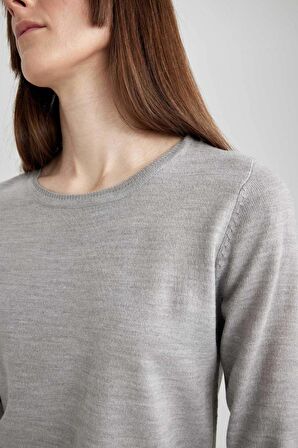 DeFacto Regular Fit Bisiklet Yaka Basic Kazak F7091AZ23WNGR77