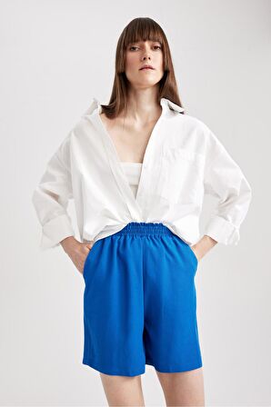 Paperbag Bel Genis Paça Keten Karisimli Sort