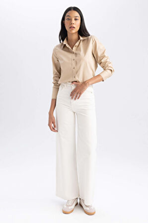 DeFacto Oversize Geniş Kalıp Poplin Uzun Kollu %100 Pamuk Gömlek T8735AZ23AUBG203