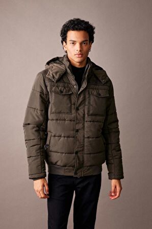 DeFacto Su İtici Slim Fit Kapüşonlu Astarlı Mont R2303AZ23WNKH254