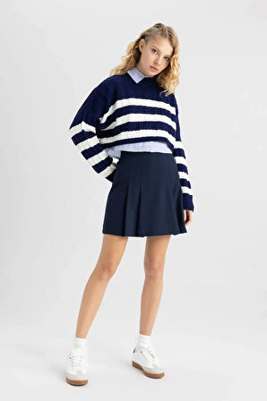 A7046 Coool Regular Fit Çizgili Bisiklet Yaka Triko Kazak