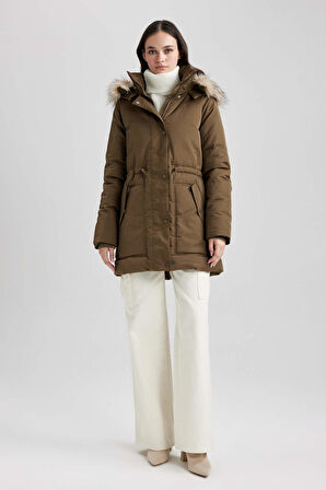 DeFacto Su Geçirmez Relax Fit Kapüşonlu Suni Kürklü Mont Parka A4074AX23WNKH6