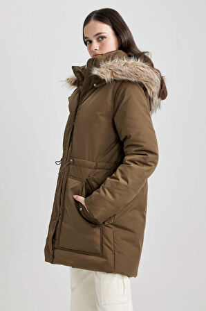 DeFacto Su Geçirmez Relax Fit Kapüşonlu Suni Kürklü Mont Parka A4074AX23WNKH6