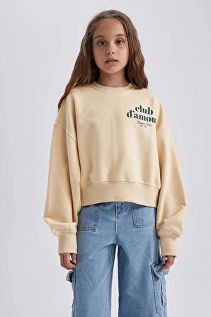 DeFacto Kız Çocuk Oversize Fit Baskılı Sweatshirt A6158A823AUBG378