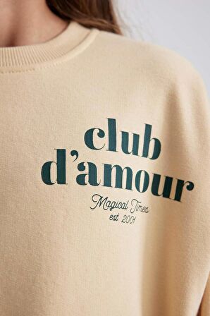 DeFacto Kız Çocuk Oversize Fit Baskılı Sweatshirt A6158A823AUBG378