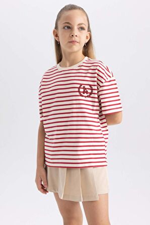 DeFacto Kız Çocuk Oversize Fit Kısa Kollu Tişört A5796A823AUBR470