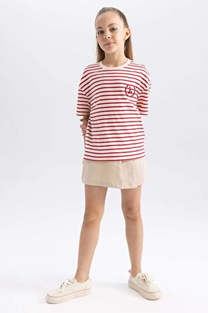 DeFacto Kız Çocuk Oversize Fit Kısa Kollu Tişört A5796A823AUBR470