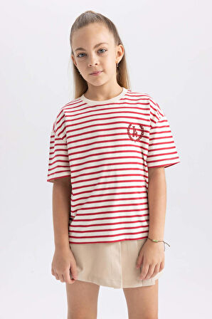 DeFacto Kız Çocuk Oversize Fit Kısa Kollu Tişört A5796A823AUBR470