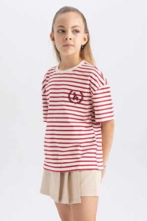 DeFacto Kız Çocuk Oversize Fit Kısa Kollu Tişört A5796A823AUBR470
