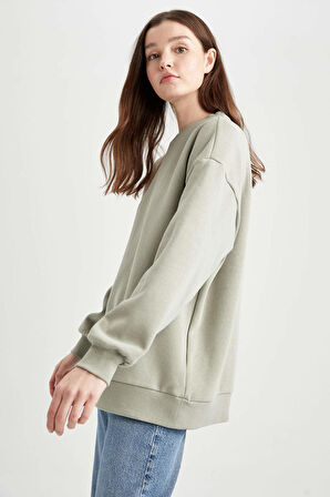 Oversize Fit Bisiklet Yaka Sweatshirt