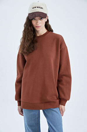 Oversize Fit Bisiklet Yaka Sweatshirt Y1346AZ22WNBN541