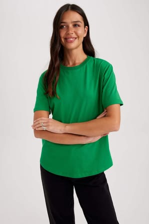 Regular Fit Bisiklet Yaka Kisa Kollu %100 Pamuk Tisört