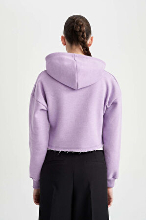 DeFacto Kapüşonlu Basic Crop Basic Sweatshirt Z9510AZ22AUPR61