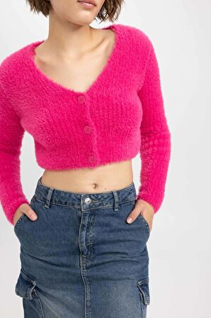 DeFacto Coool Slim Fit V Yaka Triko Hırka Z9318AZ23WNPN219