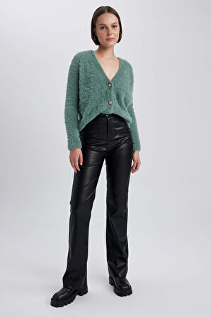 Oversize Fit V Yaka Triko Hırka