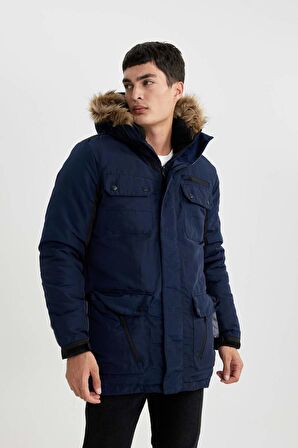 DeFacto Su İtici Slim Fit Kapüşonlu Suni Kürklü Polar Astarlı Mont Parka U9817AZ23WNNV64