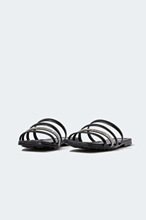 Kadın Düz Taban Çift Bantli Suni Deri Terlik