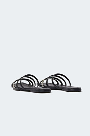 Kadın Düz Taban Çift Bantli Suni Deri Terlik