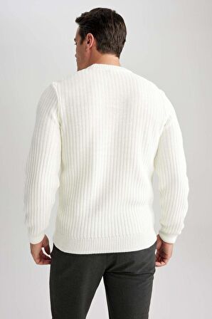 DeFacto Standart Fit Normal Kesim Bisiklet Yaka Jakarlı Triko Kazak A5234AX23WNER100
