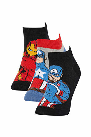 DeFacto Erkek Çocuk Marvel Avengers 3'lü Pamuklu Patik Çorap Z8967A6NSKR1